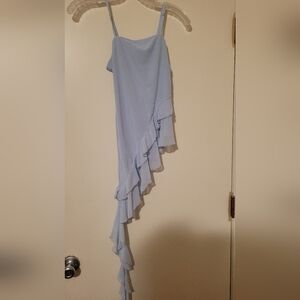 Elegant Vintage Blue Asymmetrical Top